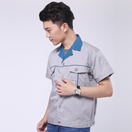 銀灰色短袖工作服AD065-DX